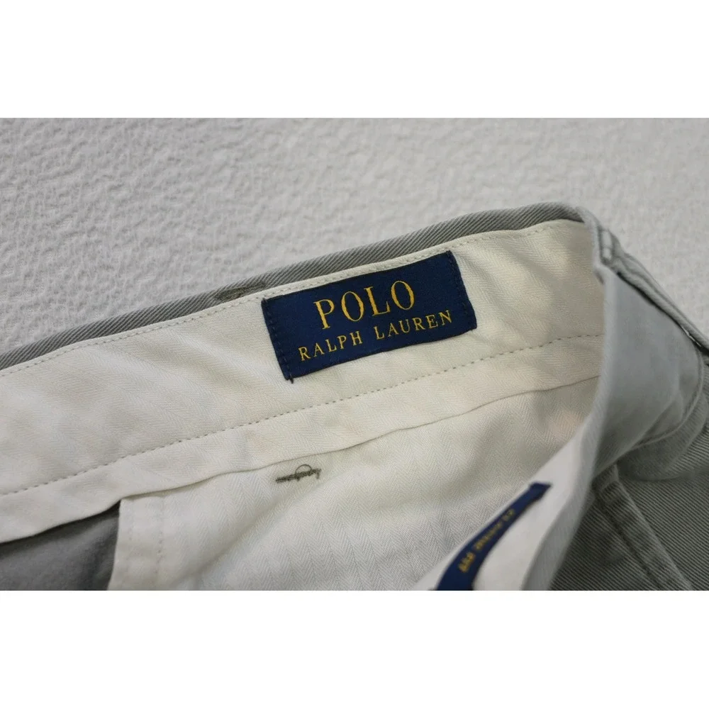 Polo Ralph Lauren Chinos Mens 36x32 Gray Classic Fit Cotton Pants Excellent